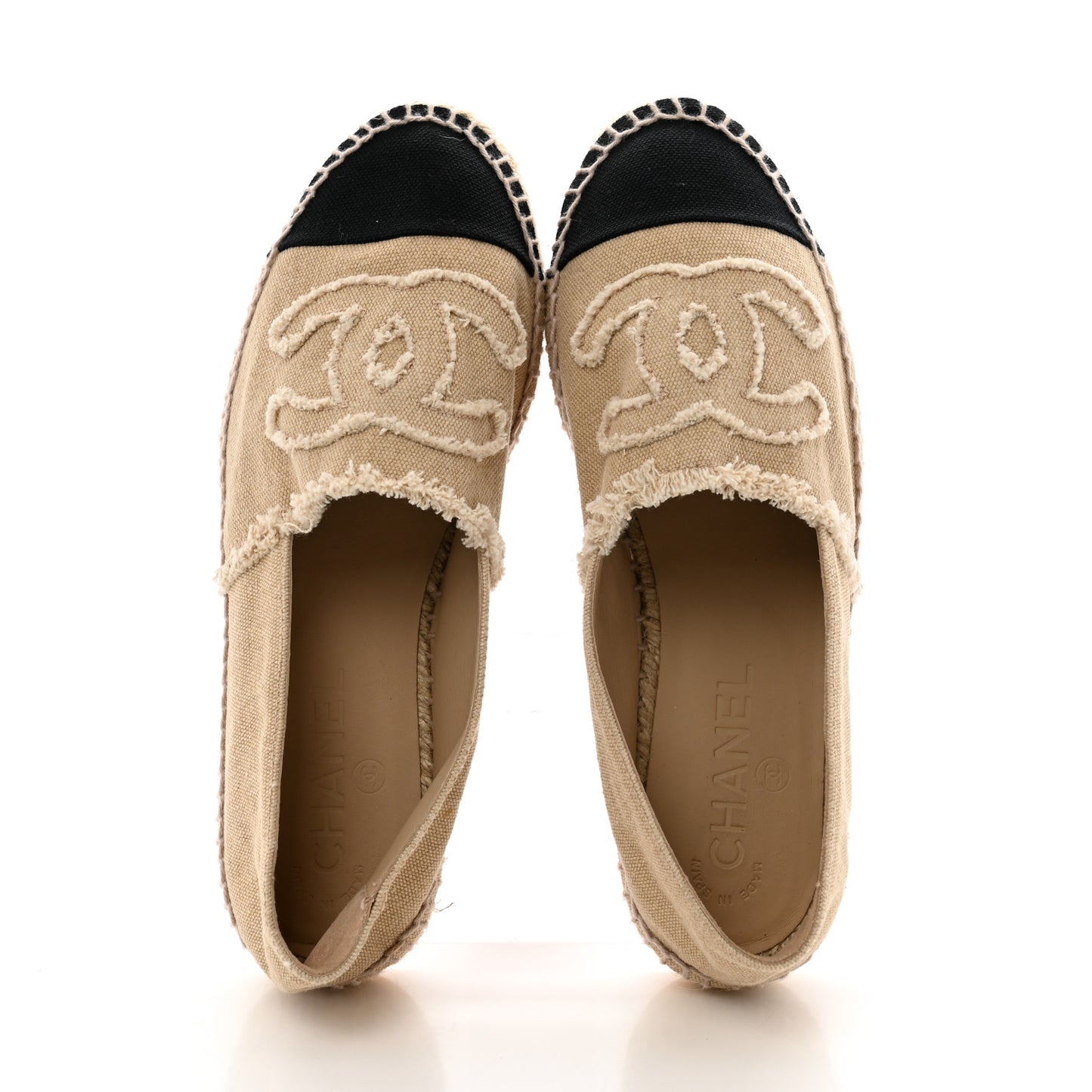 Linen CC Espadrilles 36 Beige Black