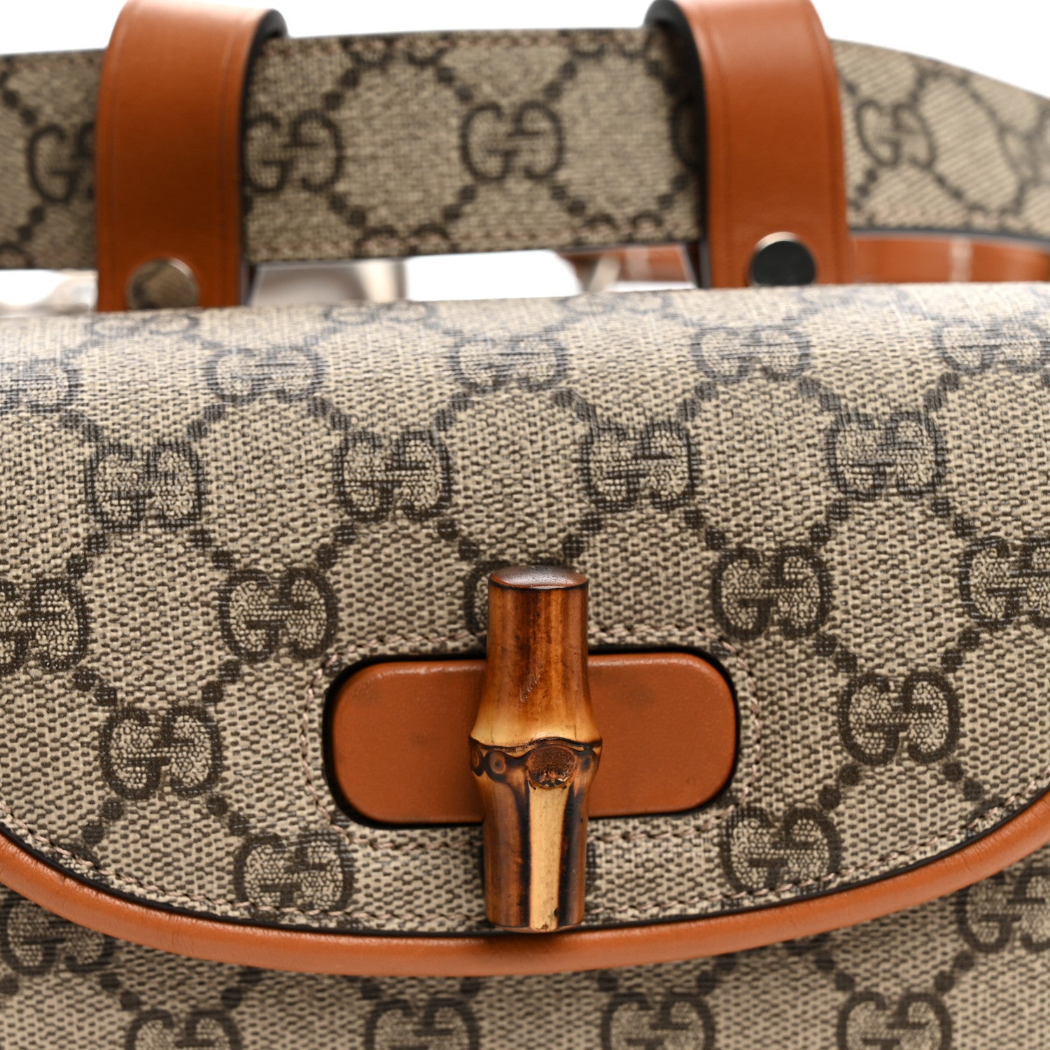 Gucci GG Supreme Monogram Web Bamboo Mini 1947 Belt Bag 80 32 Beige 9 of 11