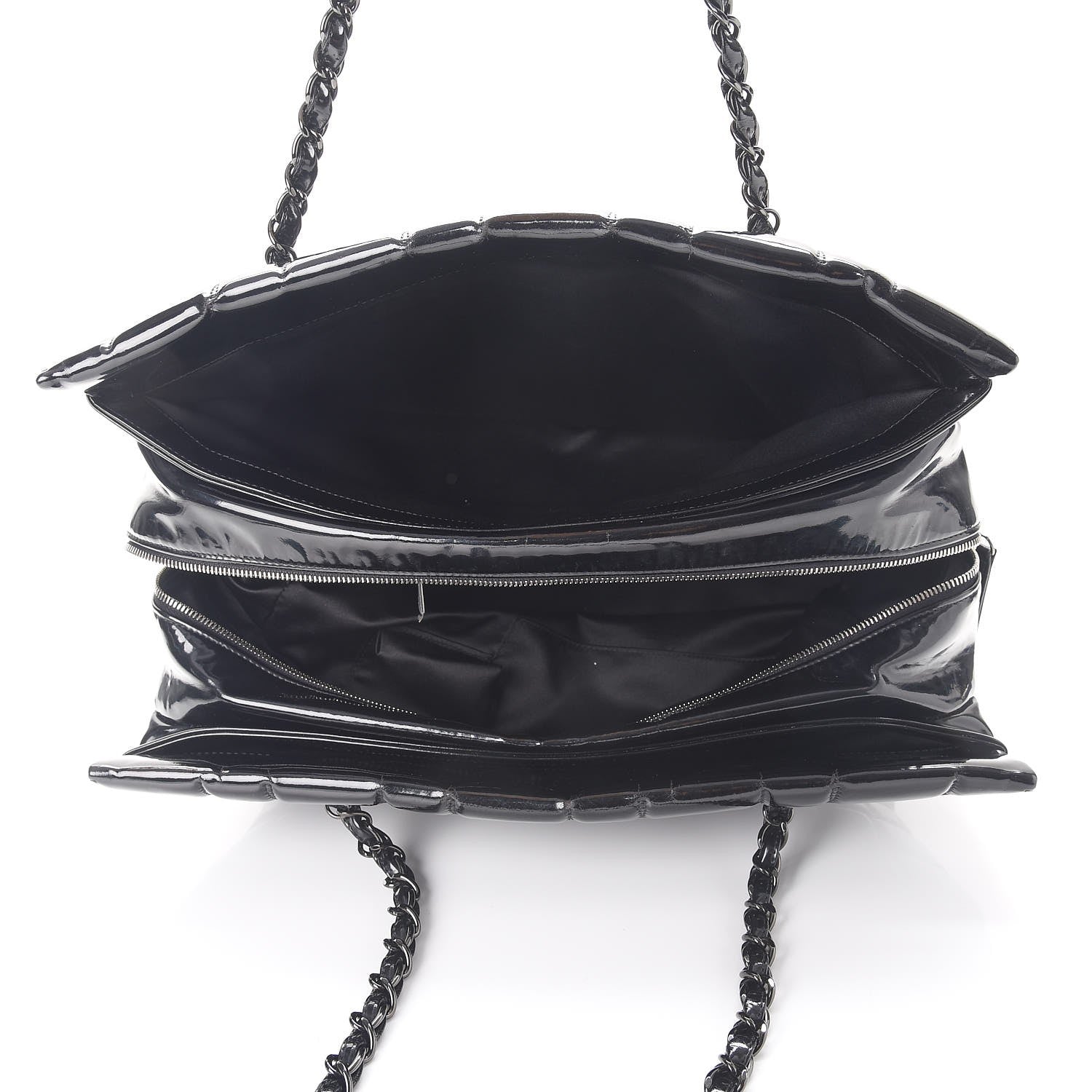 Chanel Vinyl Quilted Frozen Shopping Tote Black 5 of 10