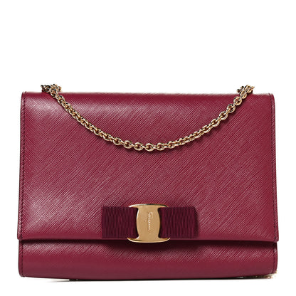 Salvatore Ferragamo Calfskin Mini Miss Vara Bow Chain Bag Burgundy 1 of 10