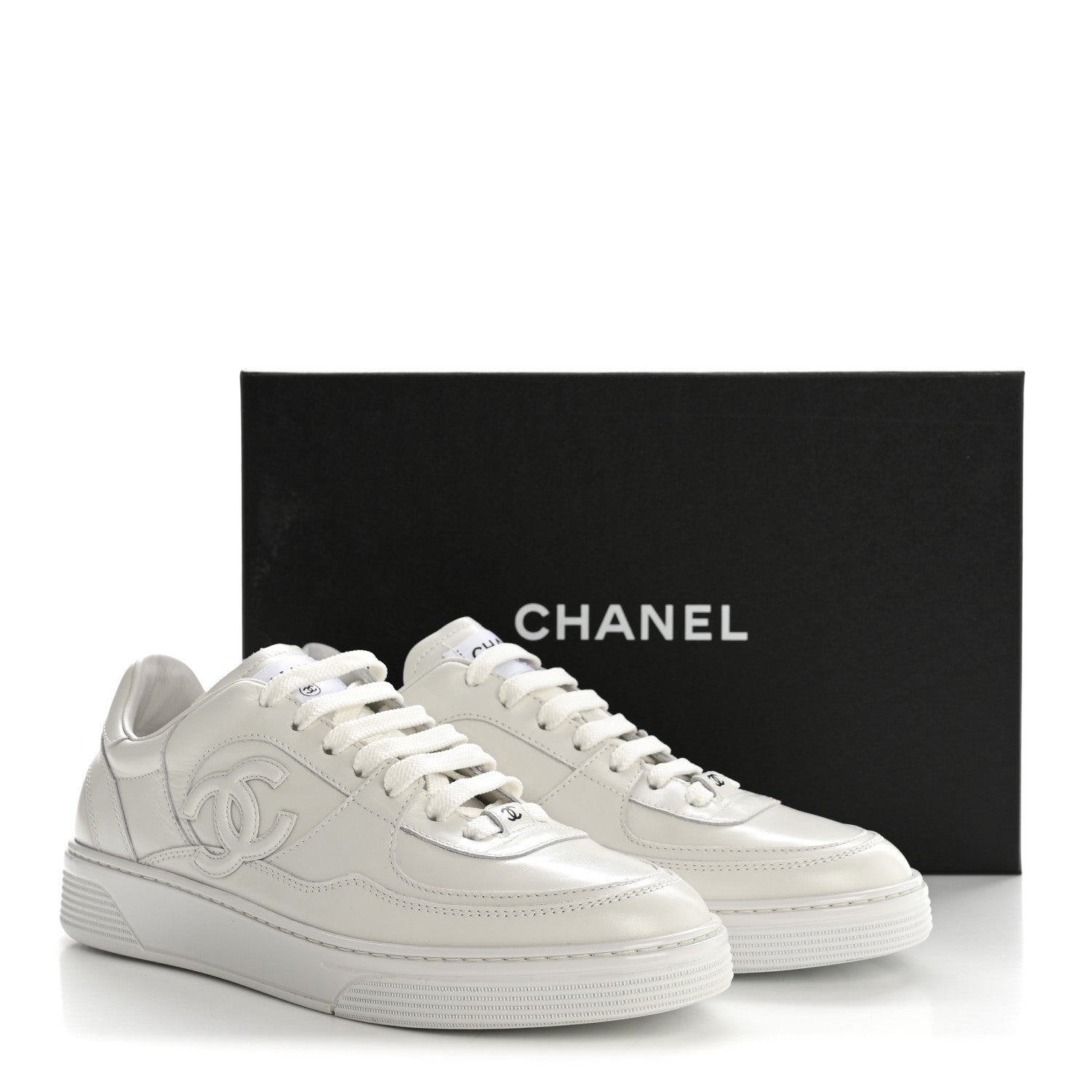 Chanel Calfskin Womens CC Sneakers 40 White 1853292 – FASHIONPHILE