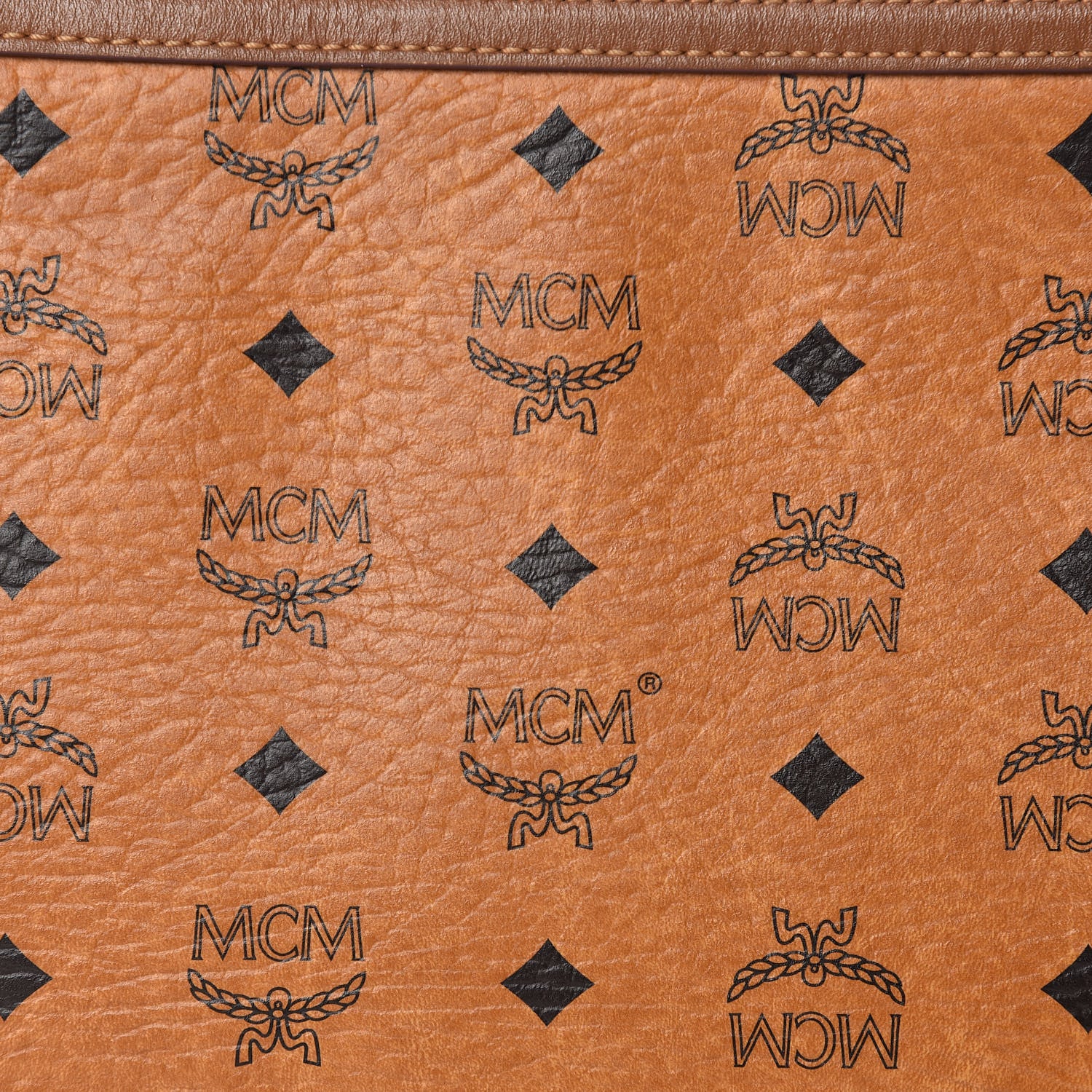 MCM Visetos Liz Shopper Tote Pouch Cognac 7 of 12