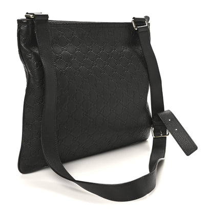 Gucci Guccissima Medium Flat Messenger Bag Black 3 of 10