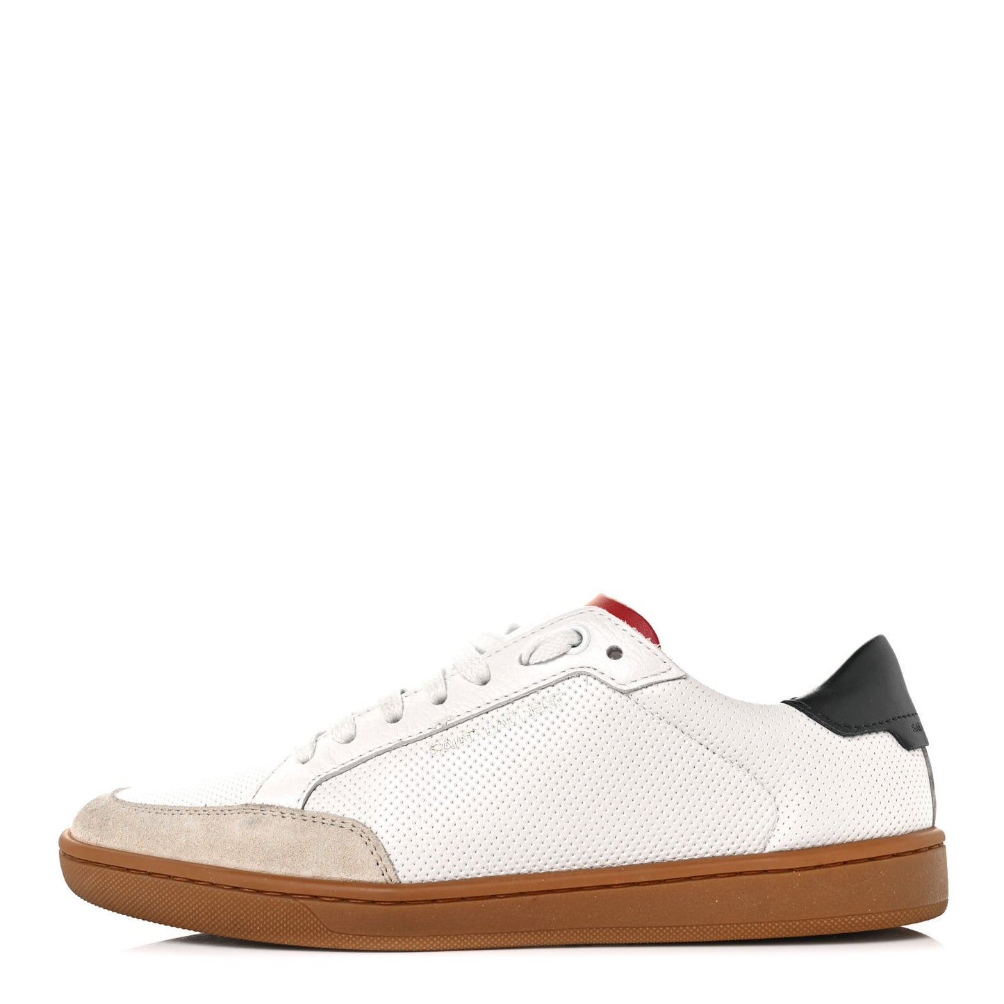 Calfskin Perforated Suede SL10 Court Classic Low Top Sneakers 37 White