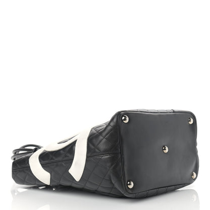 Chanel Calfskin Quilted Medium Cambon Tote Black White 3 of 26