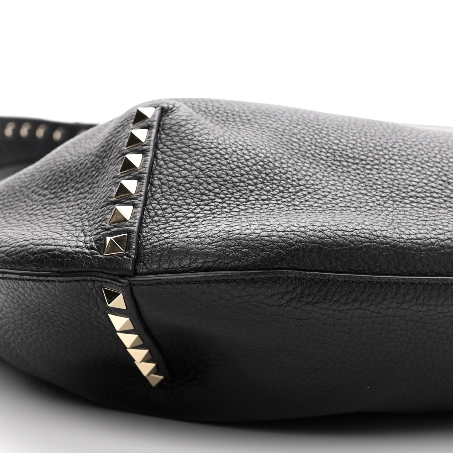 Valentino Garavani Grained Calfskin Large Rockstud Hobo Black 8 of 9