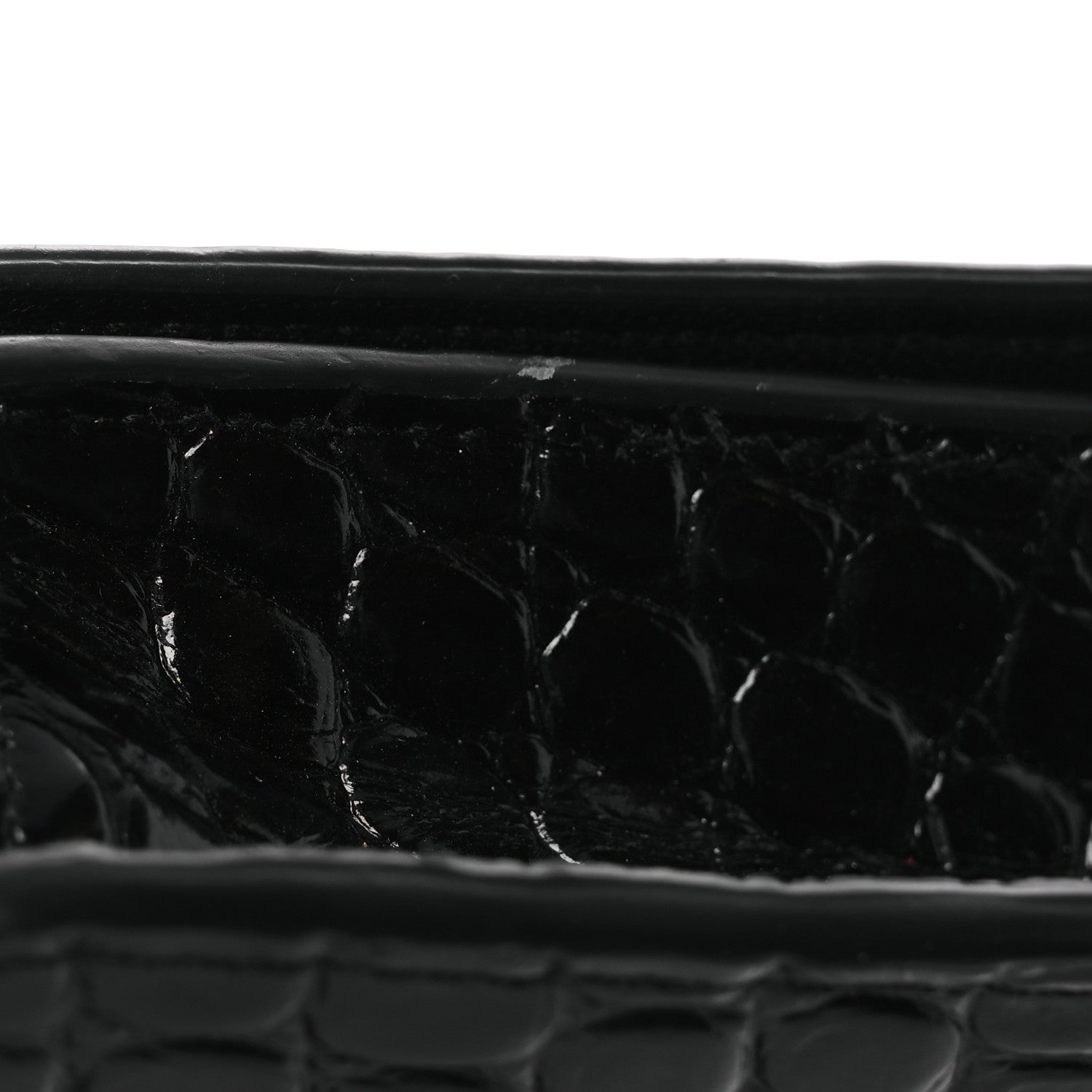 Balenciaga Shiny Calfskin Logo Crocodile Embossed Ville Wallet on Chain Black 10 of 13