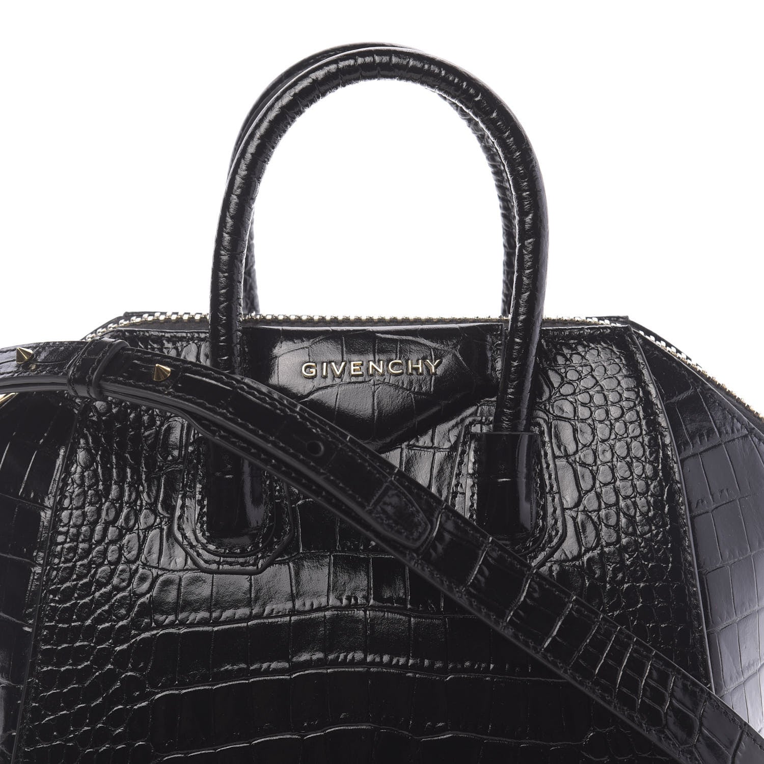 Givenchy Calfskin Crocodile Embossed Mini Antigona Black 9 of 11