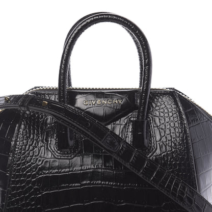 Givenchy Calfskin Crocodile Embossed Mini Antigona Black 9 of 11