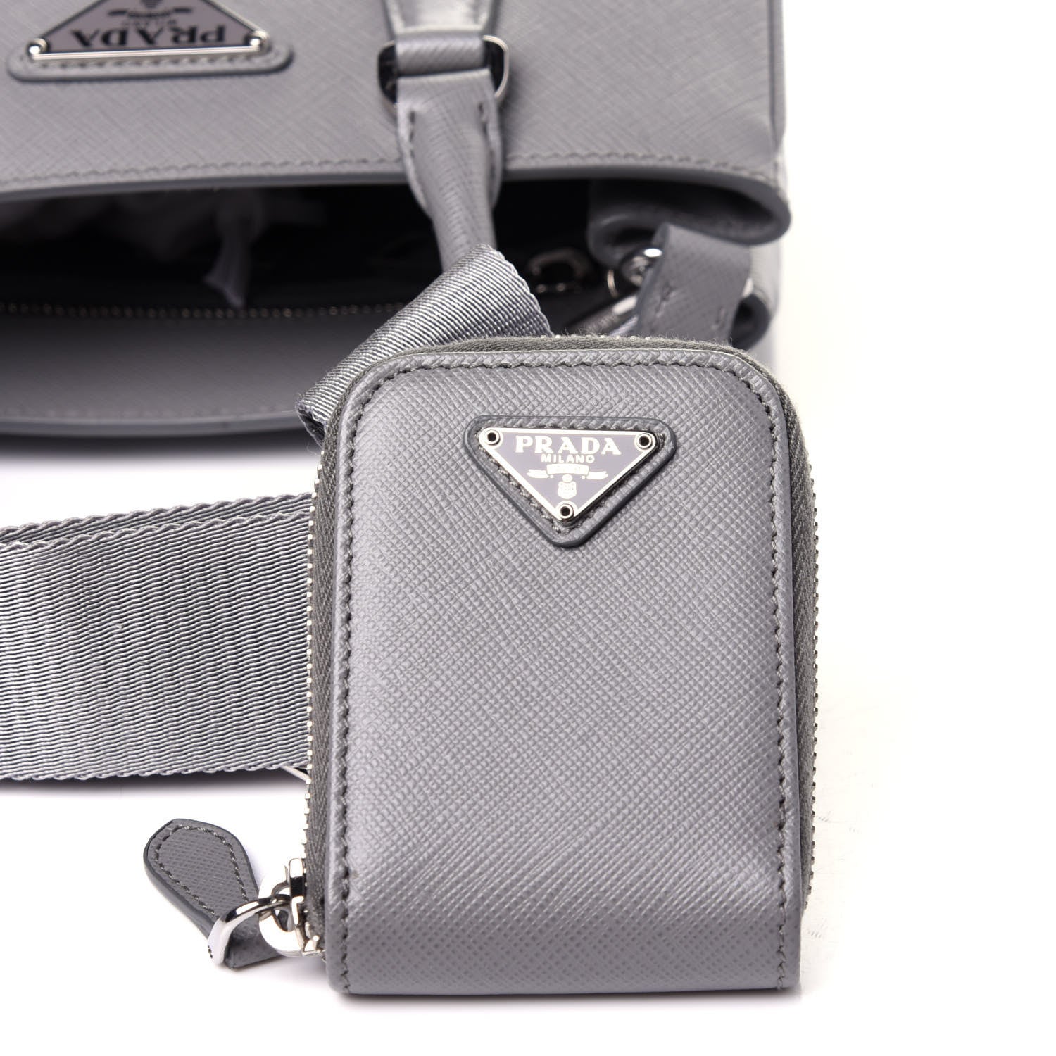 Prada Saffiano Lux Micro Galleria Shoulder Bag Ardesia 10 of 14