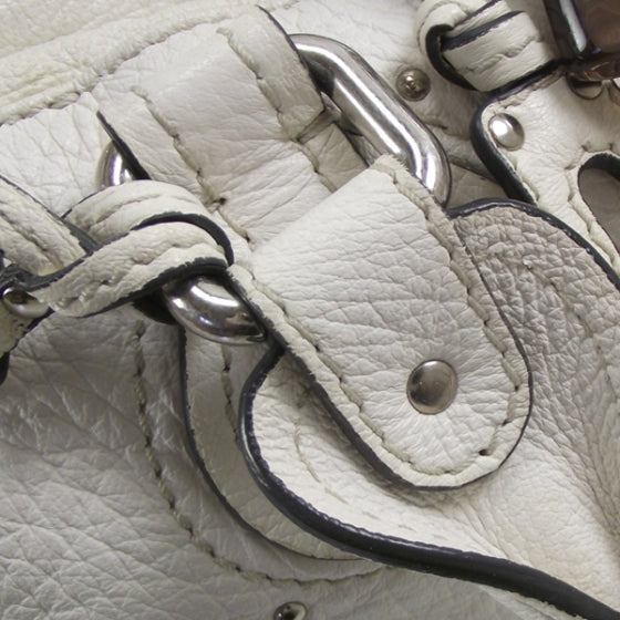 Leather Paddington Satchel Blanc