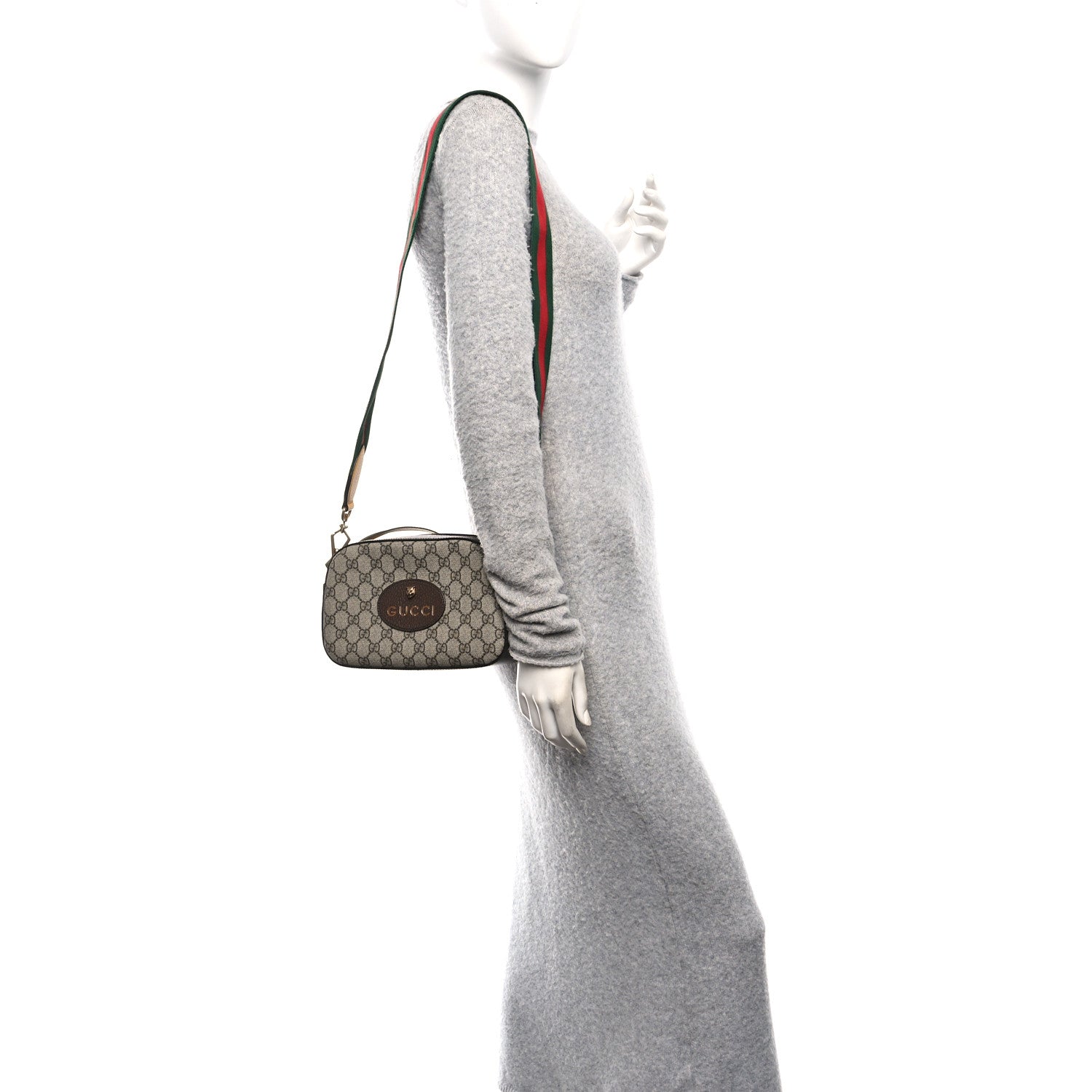 Gucci GG Supreme Monogram Web Neo Vintage Shoulder Bag Beige New Acero Crop 2 of 12