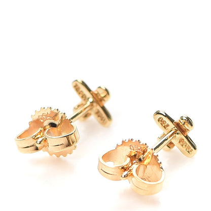 Tiffany 18K Yellow Gold 5mm Cross Stitch Earrings 3 of 5