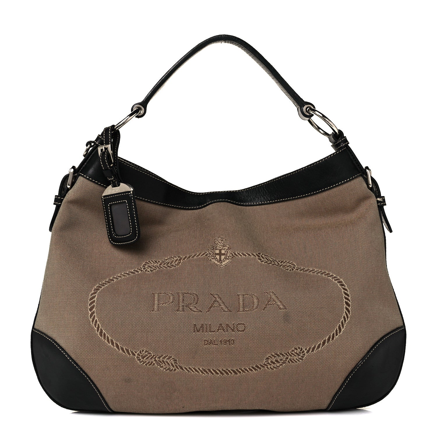 Prada Jacquard Logo Hobo Corda Bruciato 1 of 10