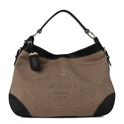 Prada Jacquard Logo Hobo Corda Bruciato 1 of 10