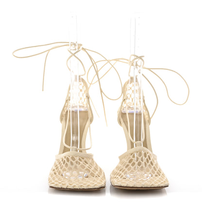 Bottega Veneta Mesh Nappa Stretch Ankle Tie Sandals 37.5 Toile 3 of 9