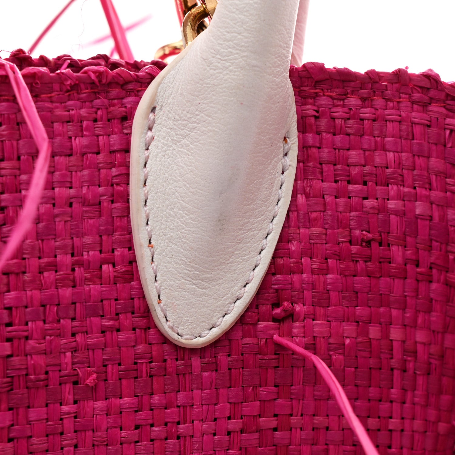 Jacquemus Raffia Woven Calfskin Le Petit Baci Pink White 9 of 9