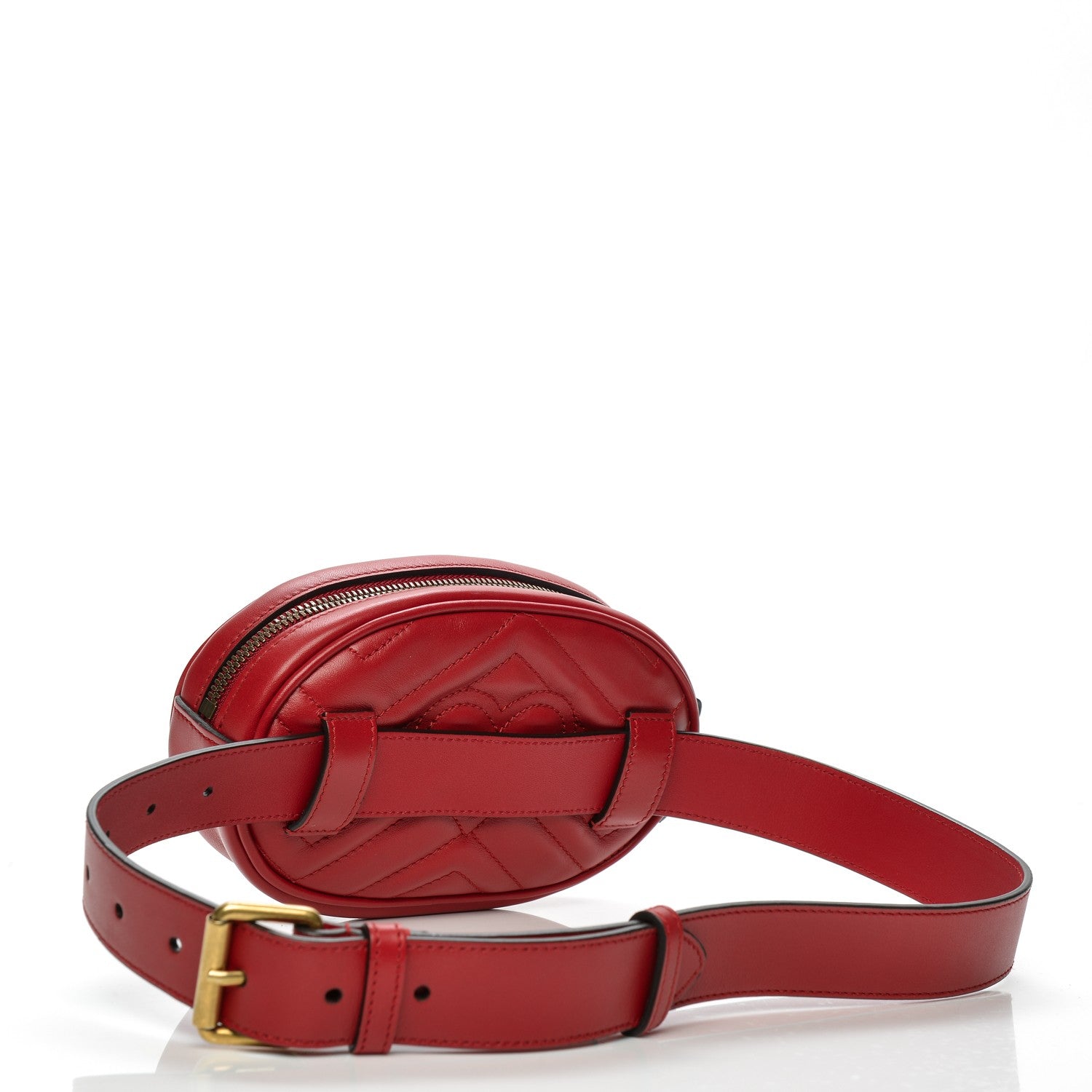 Gucci Calfskin Matelasse GG Marmont Belt Bag 75 30 Hibiscus Red 3 of 8