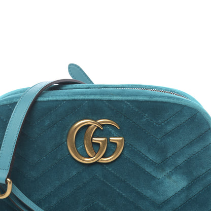 Gucci Velvet Matelasse Small GG Marmont Chain Shoulder Bag Pavone Cyan 16 of 16