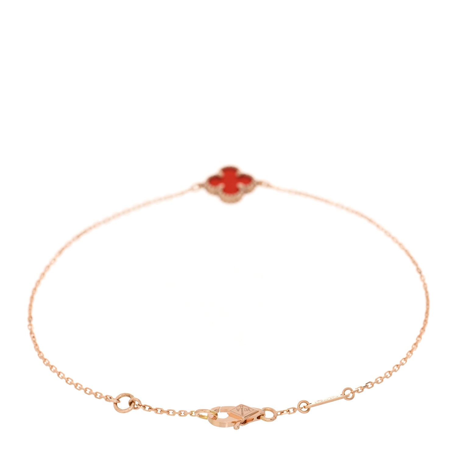 Van Cleef & Arpels 18K Rose Gold Carnelian Sweet Alhambra Bracelet 2 of 4
