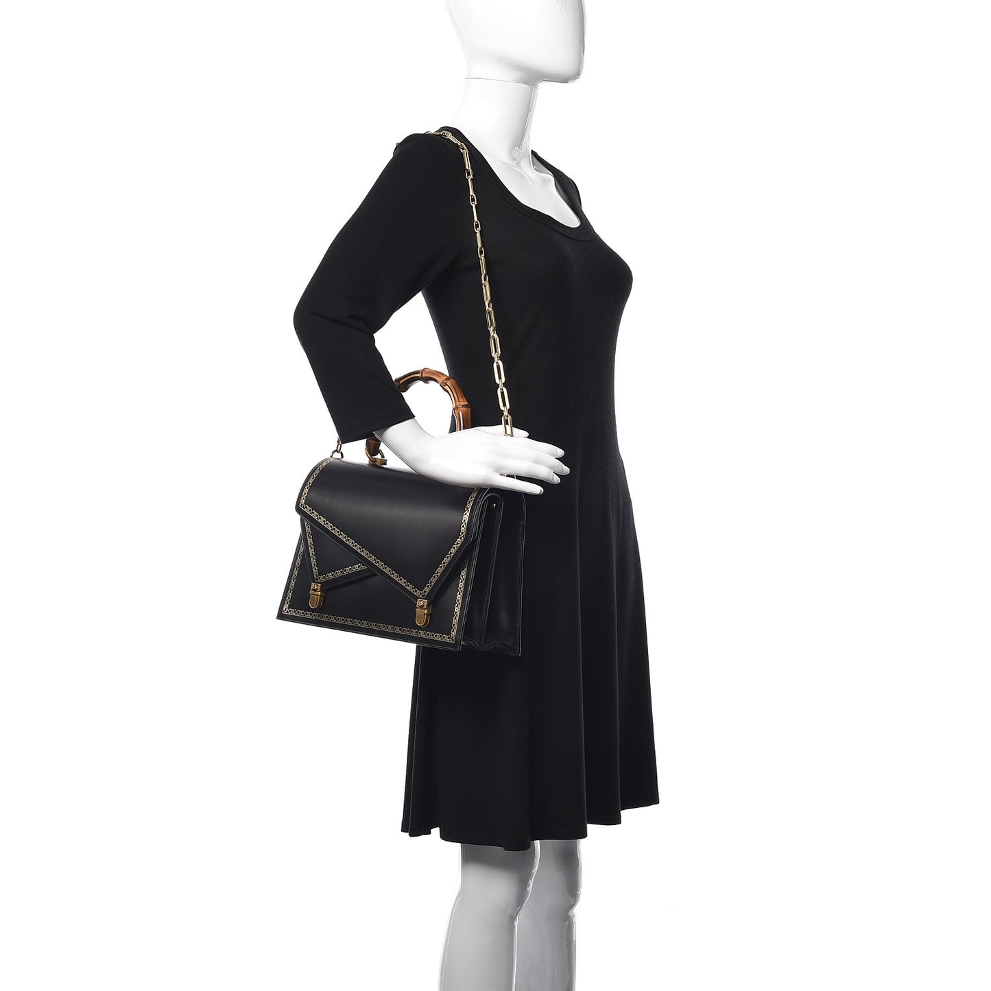 Smooth Calfskin Medium Ottilia Top Handle Bag Black