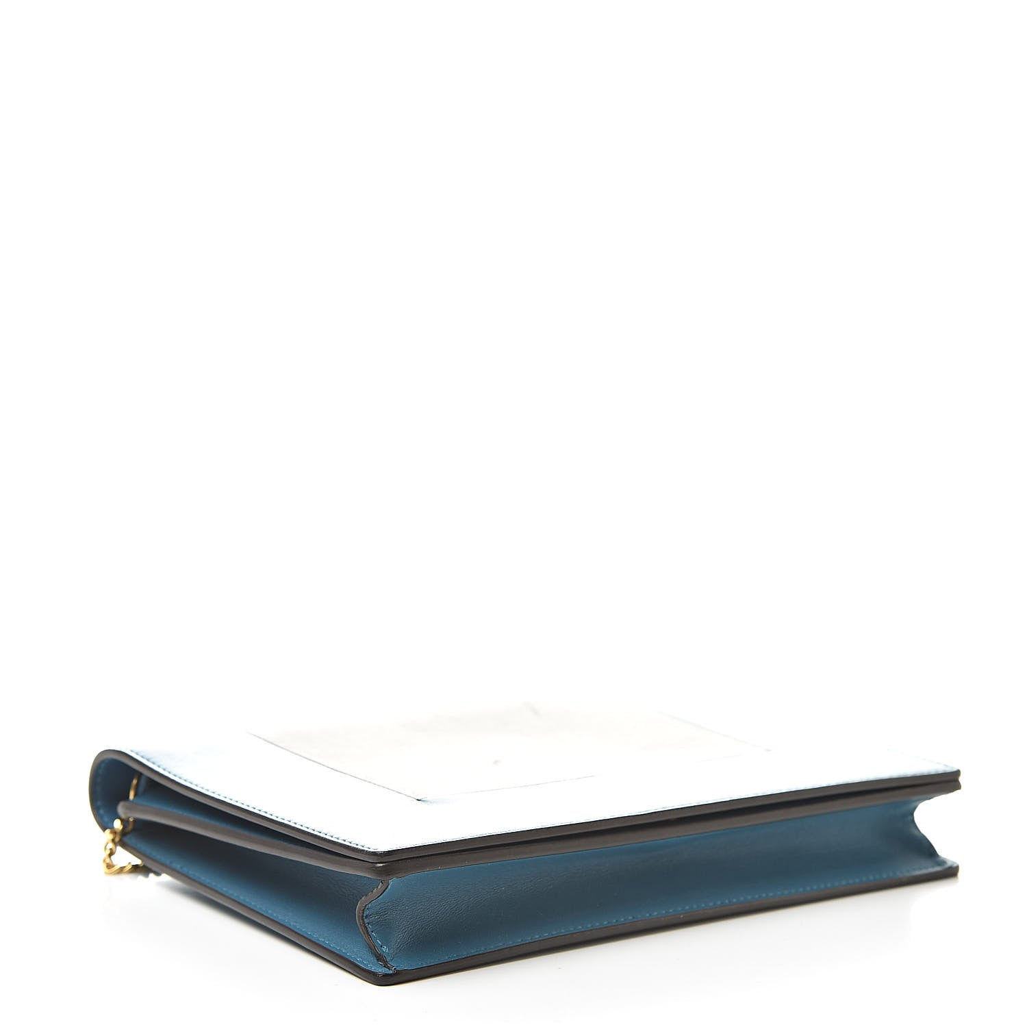 Celine Smooth Lambskin Frame Evening Chain Clutch Turchese Liquorice 4 of 14
