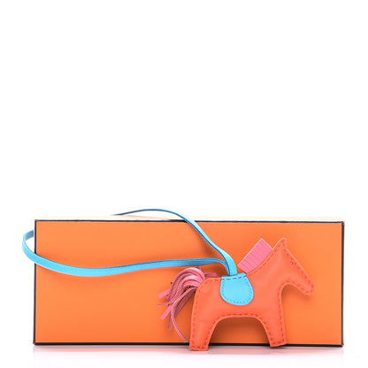 Hermes Milo Lambskin Grigri Rodeo Horse Bag Charm PM Orange Poppy Rose Azalee Bleu Azteque 4 of 4