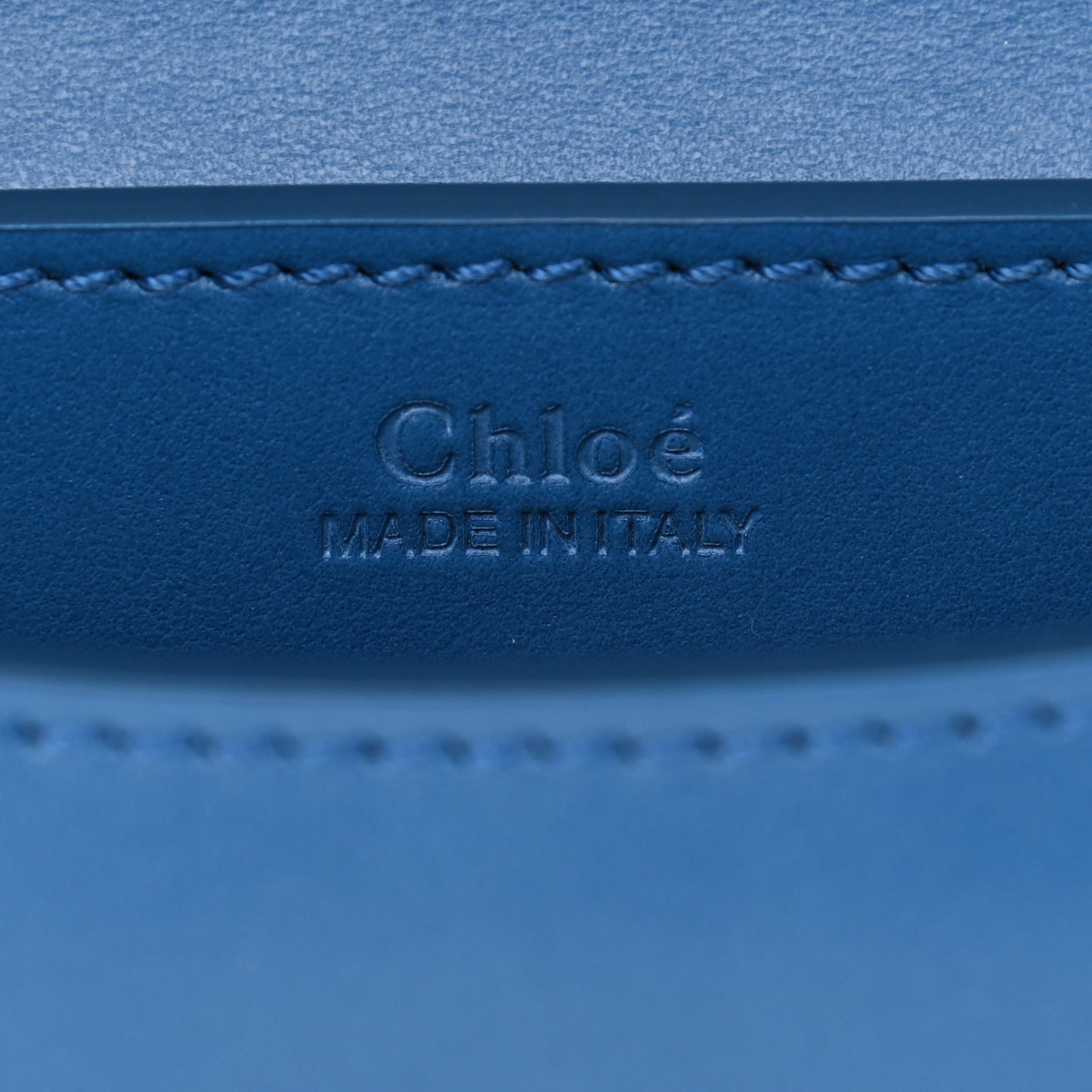 Calfskin Suede C Clutch With Chain Smoky Blue