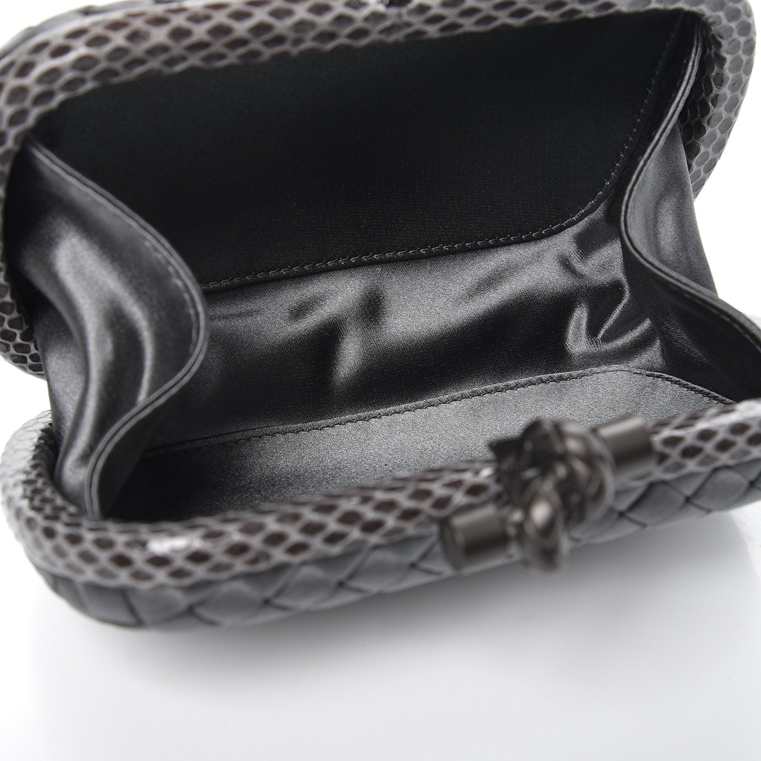 Bottega Veneta Satin Intreccio Impero Ayers Knot Clutch Light Grey 5 of 6