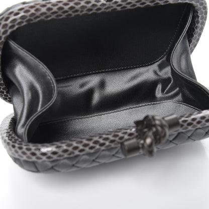 Bottega Veneta Satin Intreccio Impero Ayers Knot Clutch Light Grey 5 of 6
