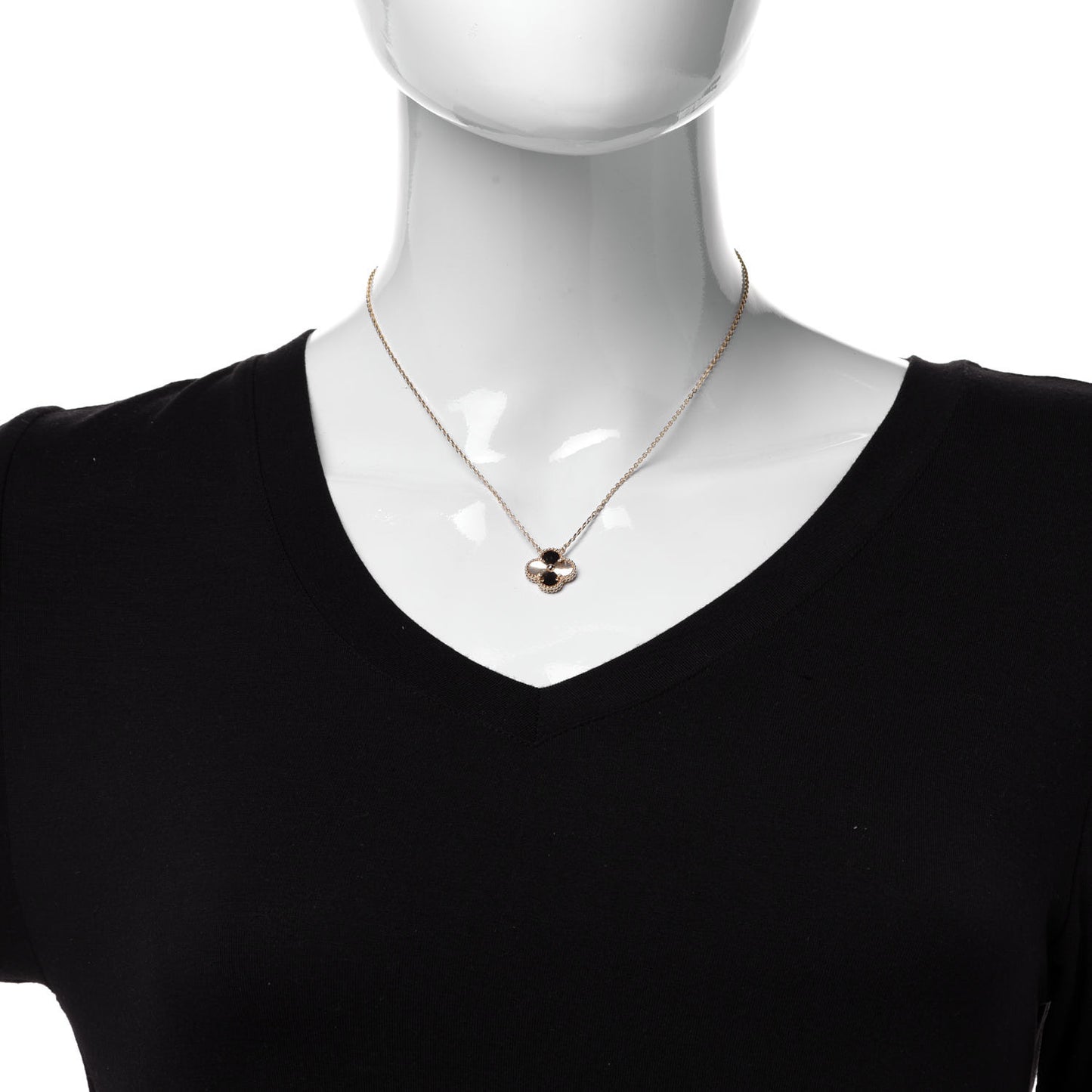 18K Yellow Gold Guilloche Vintage Alhambra Pendant Necklace