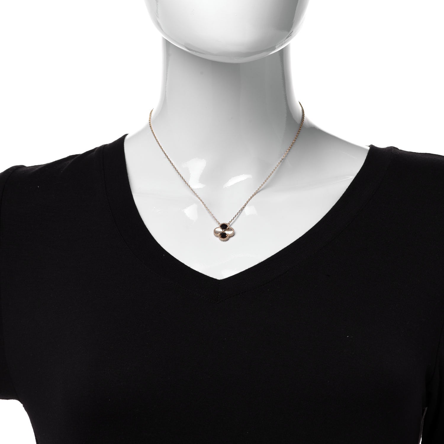 Van Cleef & Arpels 18K Yellow Gold Guilloche Vintage Alhambra Pendant Necklace 2 of 6