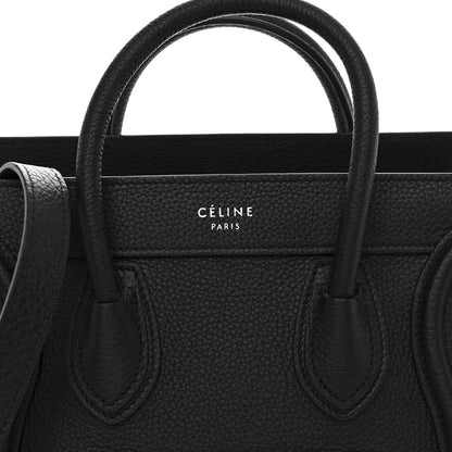 Celine Drummed Calfskin Nano Luggage Black 9 of 11