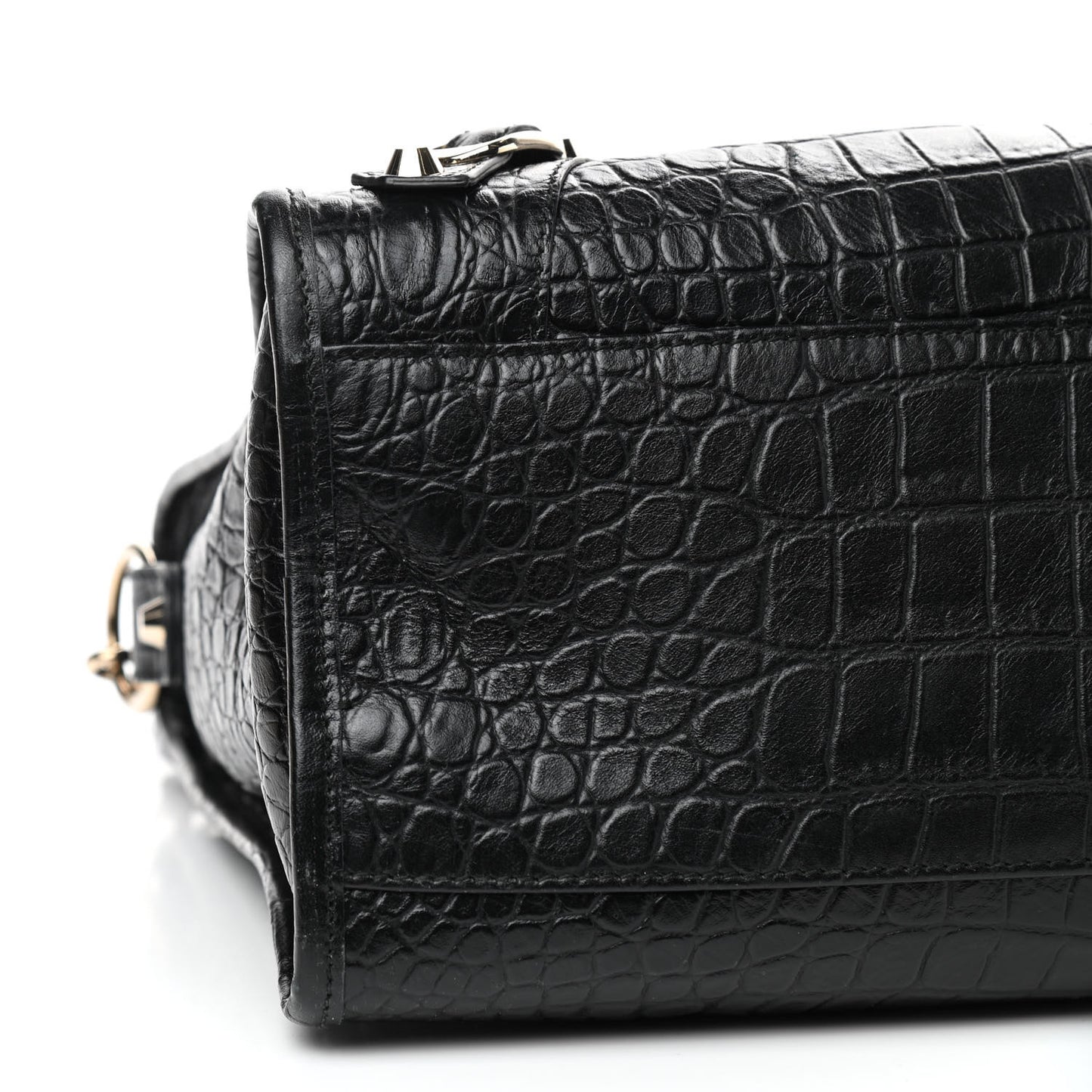 Calfskin Crocodile Embossed Classic Hardware City Black