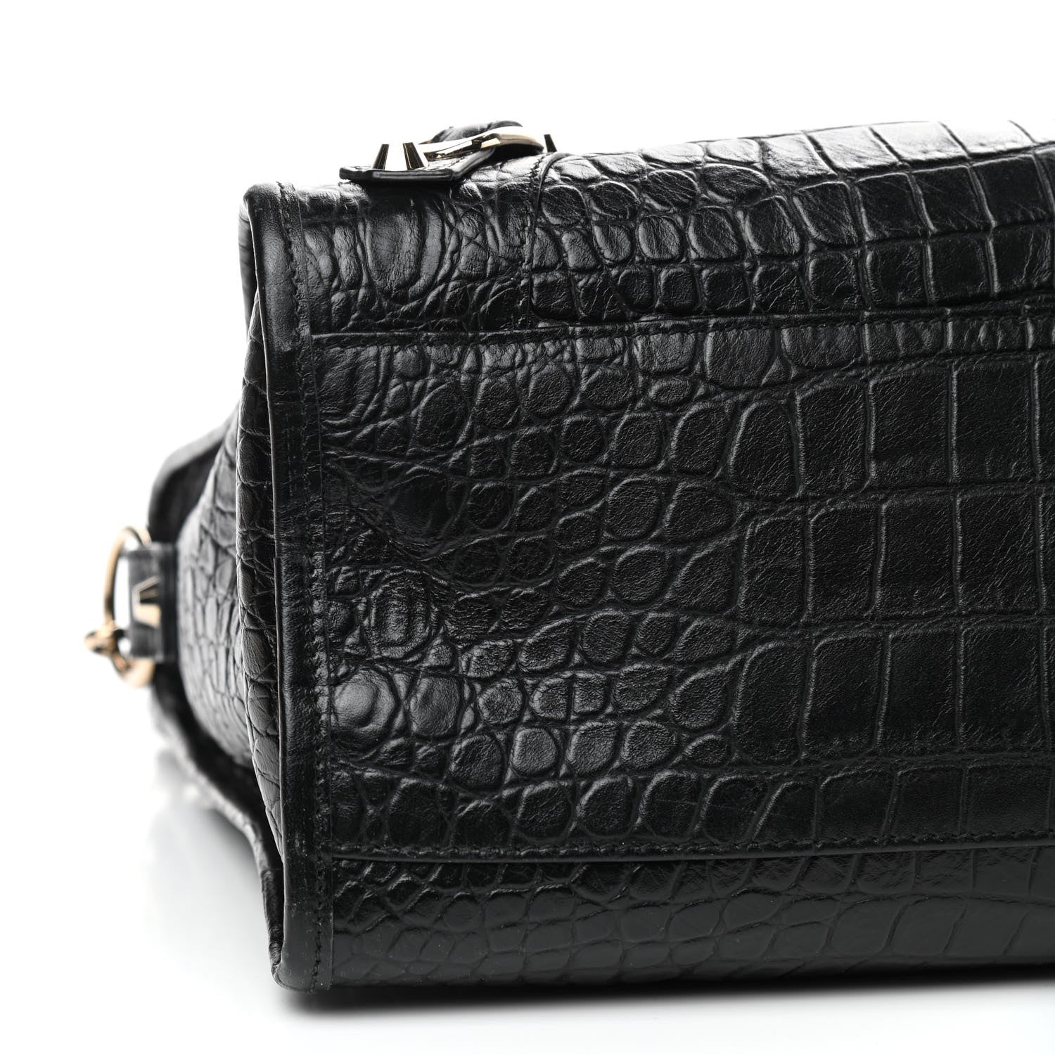 Balenciaga Calfskin Crocodile Embossed Classic Hardware City Black 6 of 10