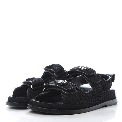 Chanel Fabric Velcro Dad Sandals 36.5 Black 3 of 10