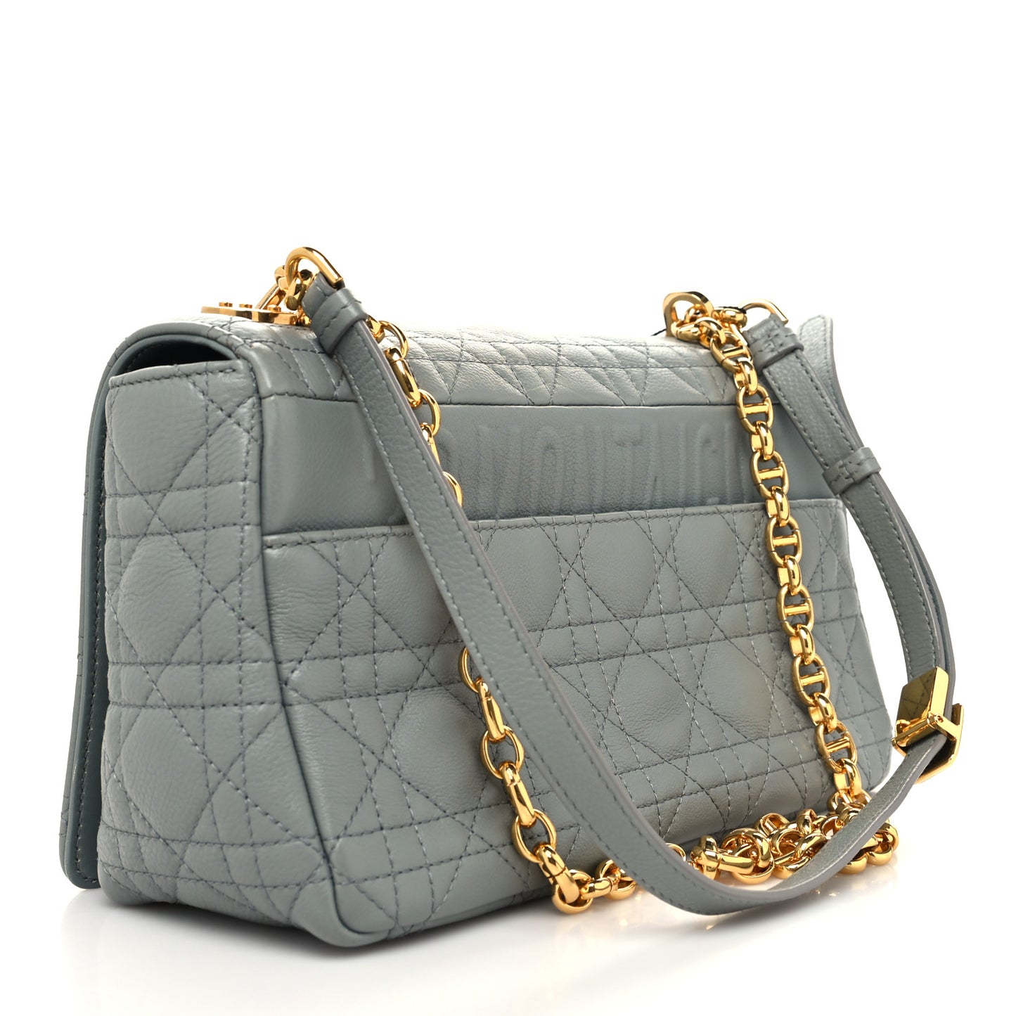 Calfskin Cannage Medium Caro Bag Grey