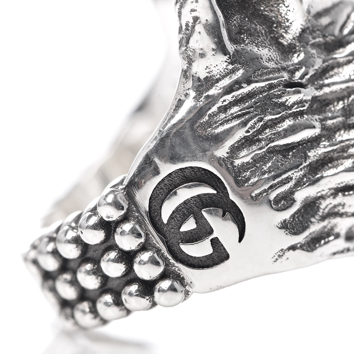 Gucci Sterling Silver Anger Forest Wolf Head Ring 54 6.75 9 of 10