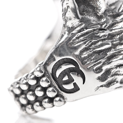 Gucci Sterling Silver Anger Forest Wolf Head Ring 54 6.75 9 of 10