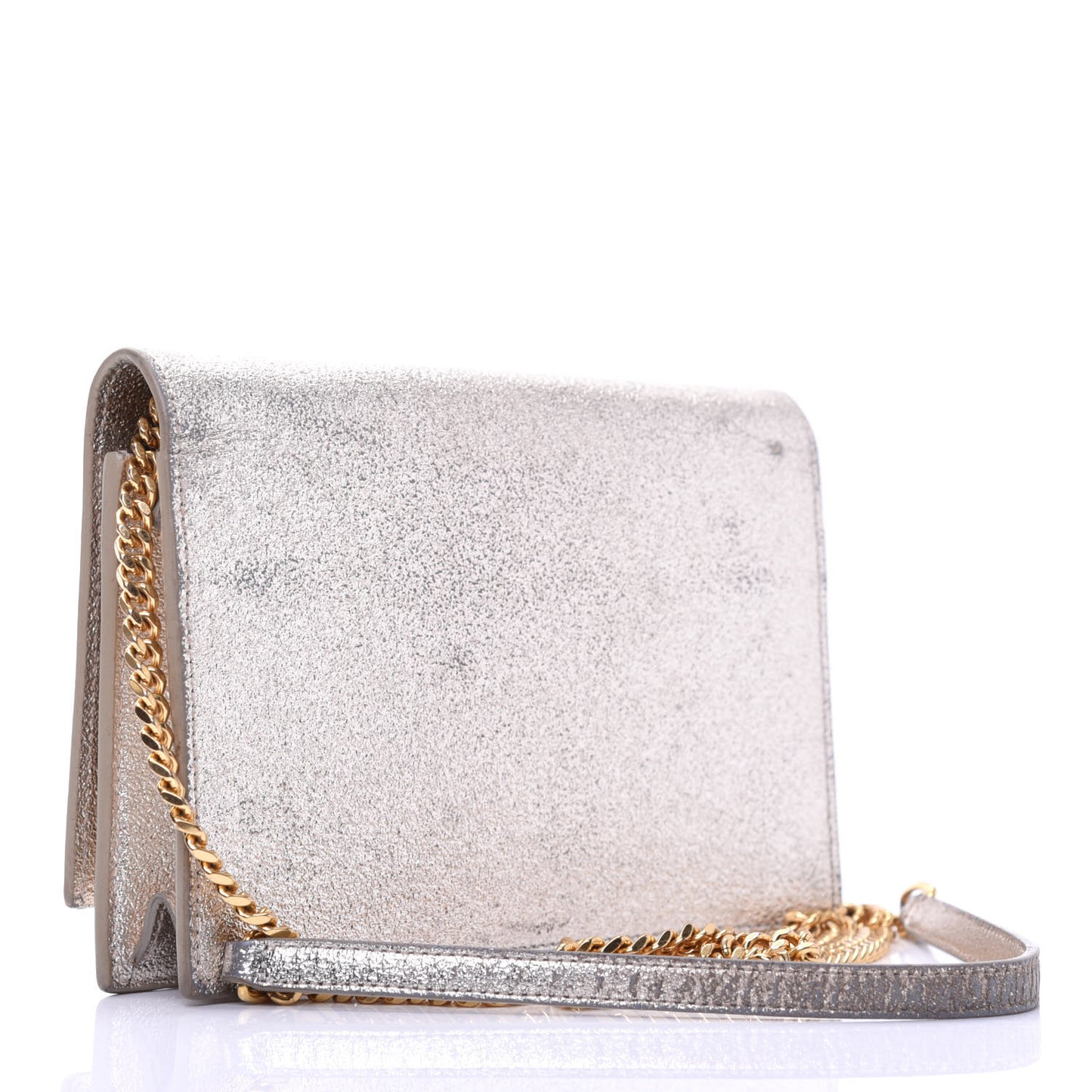 Metallic Calfskin Kate Monogram Tassel Chain Wallet Gold