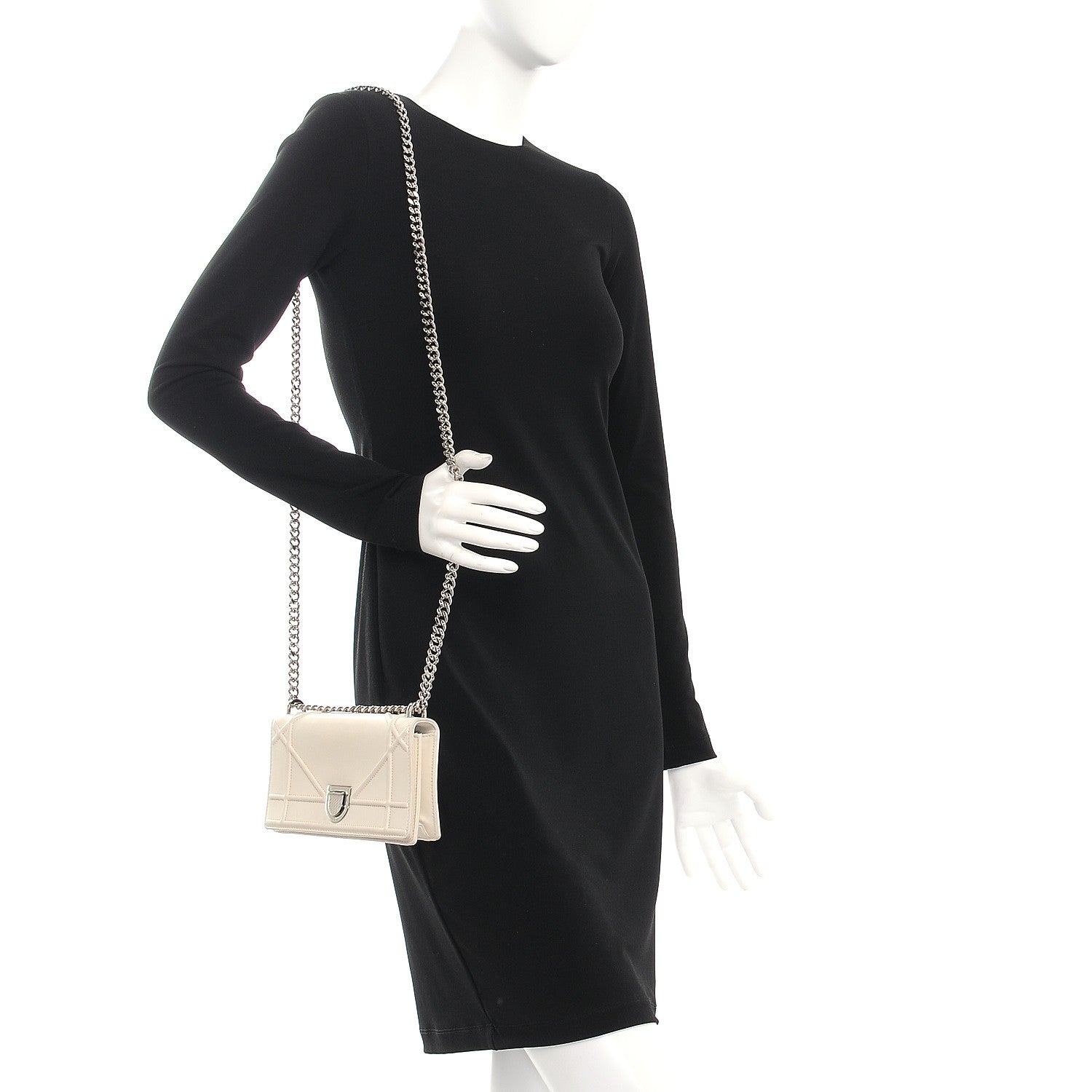 Christian Dior Calfskin Mini Diorama Flap Bag Off White 2 of 10