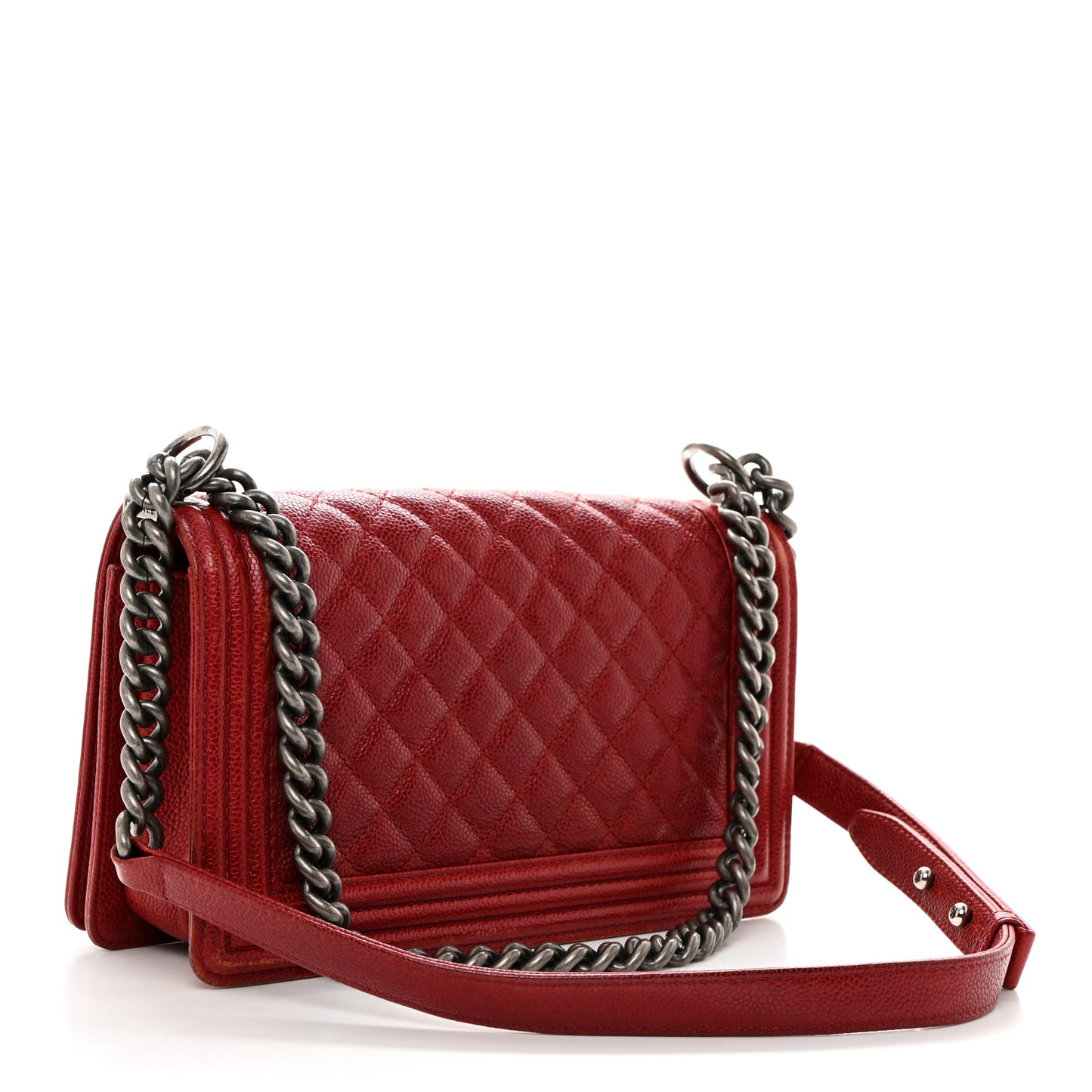 Caviar Quilted Medium Boy Flap Dark Red