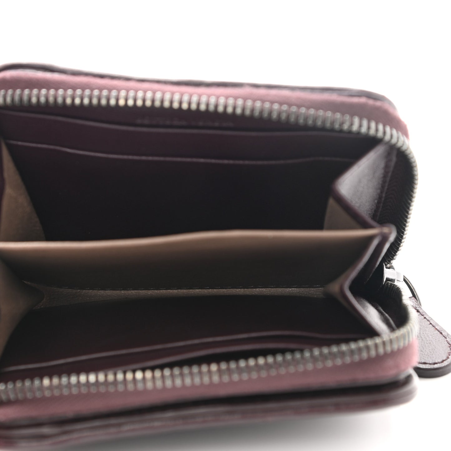 Nappa Intrecciato Zip Around Coin Purse Aubergine