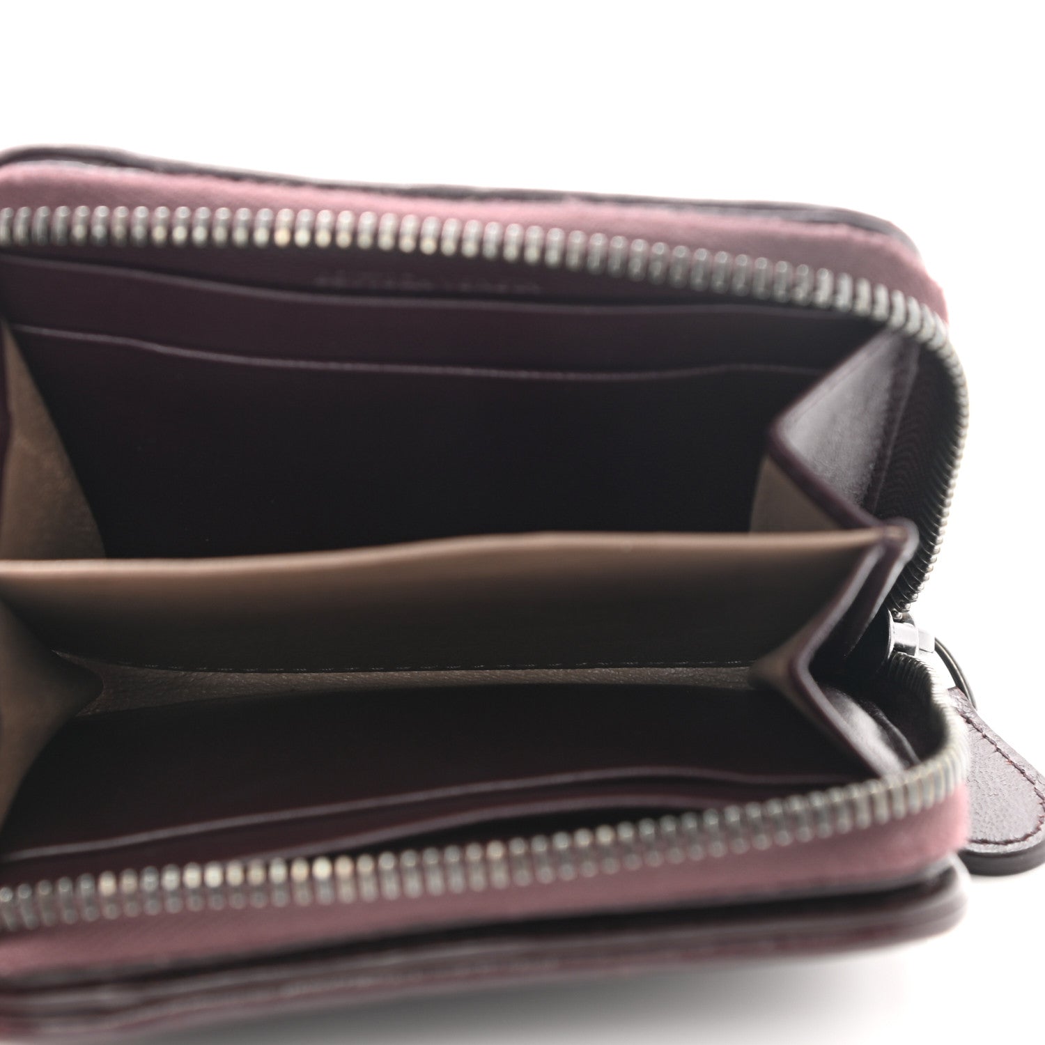 Bottega Veneta Nappa Intrecciato Zip Around Coin Purse Aubergine 5 of 9