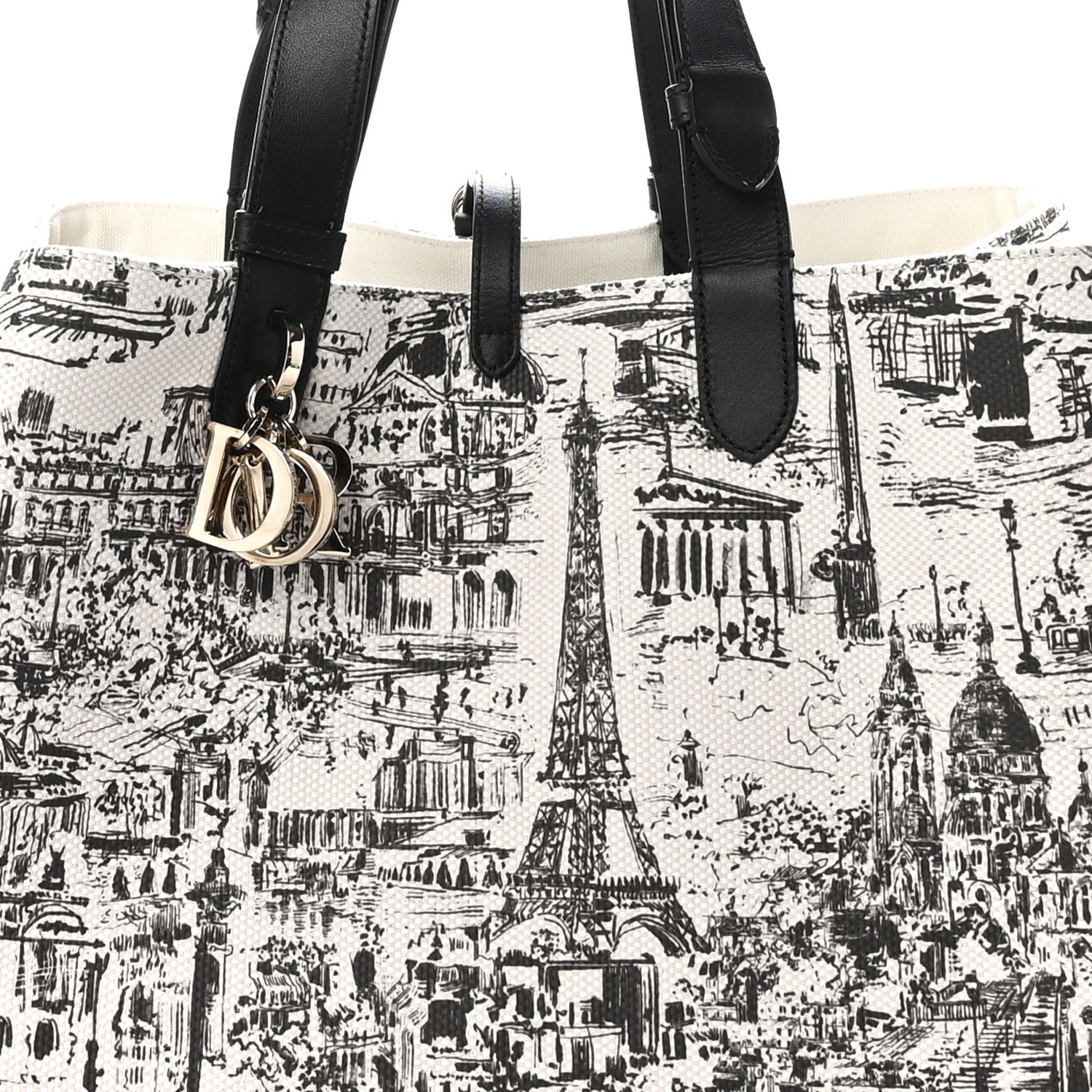 Christian Dior Canvas Large Paris Allover Large Toujours Latte Black 9 of 14