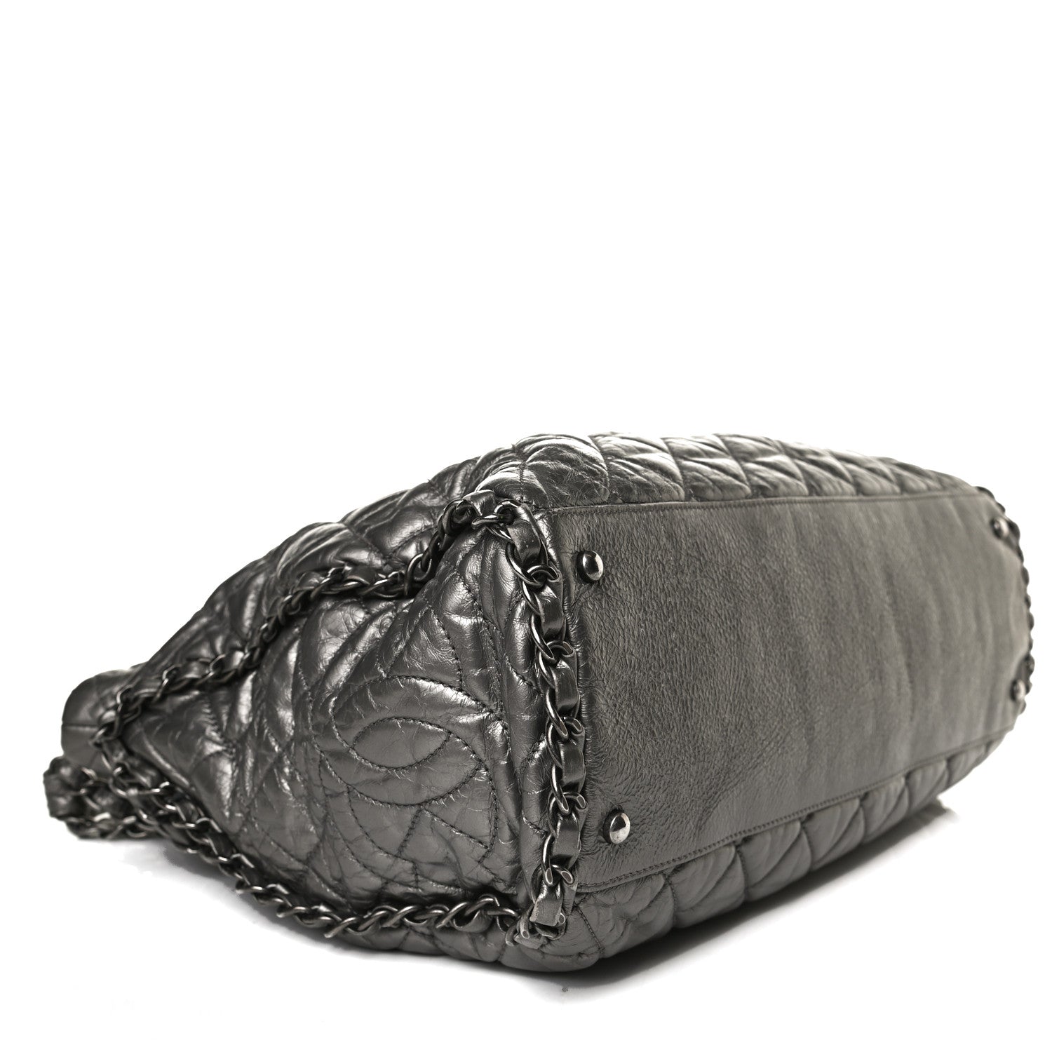 Chanel Metallic Calfskin Quilted Medium Chain Me Hobo Dark Silver 9 of 15
