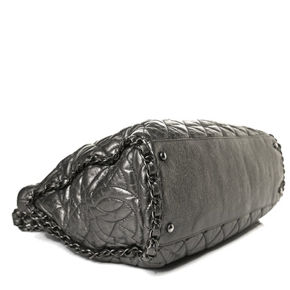 Chanel Metallic Calfskin Quilted Medium Chain Me Hobo Dark Silver 9 of 15