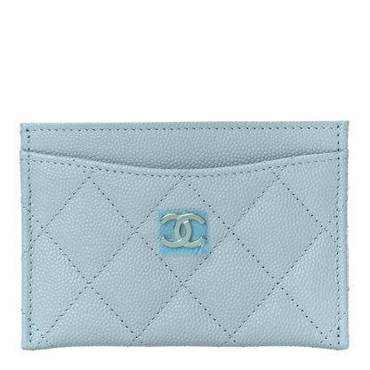 Chanel Caviar Quilted Card Holder Light Blue 1 of 13