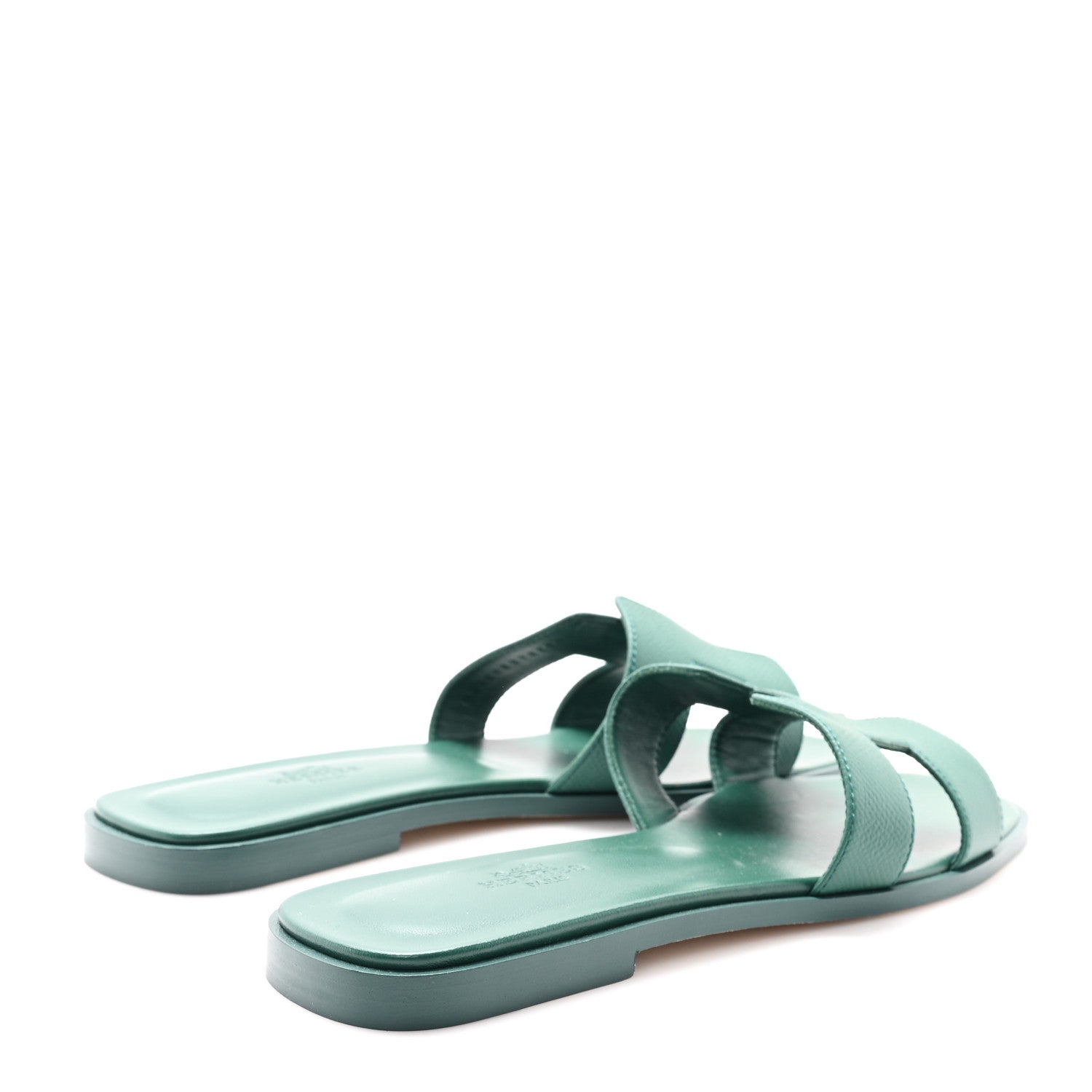 Hermes Epsom Oran Sandals 39.5 Vert Bouteille 5 of 9
