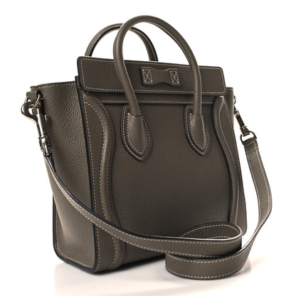Celine Drummed Calfskin Nano Luggage Souris 3 of 9